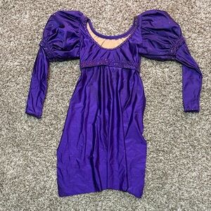 Purple Puff Sleeve Embellished Dance top